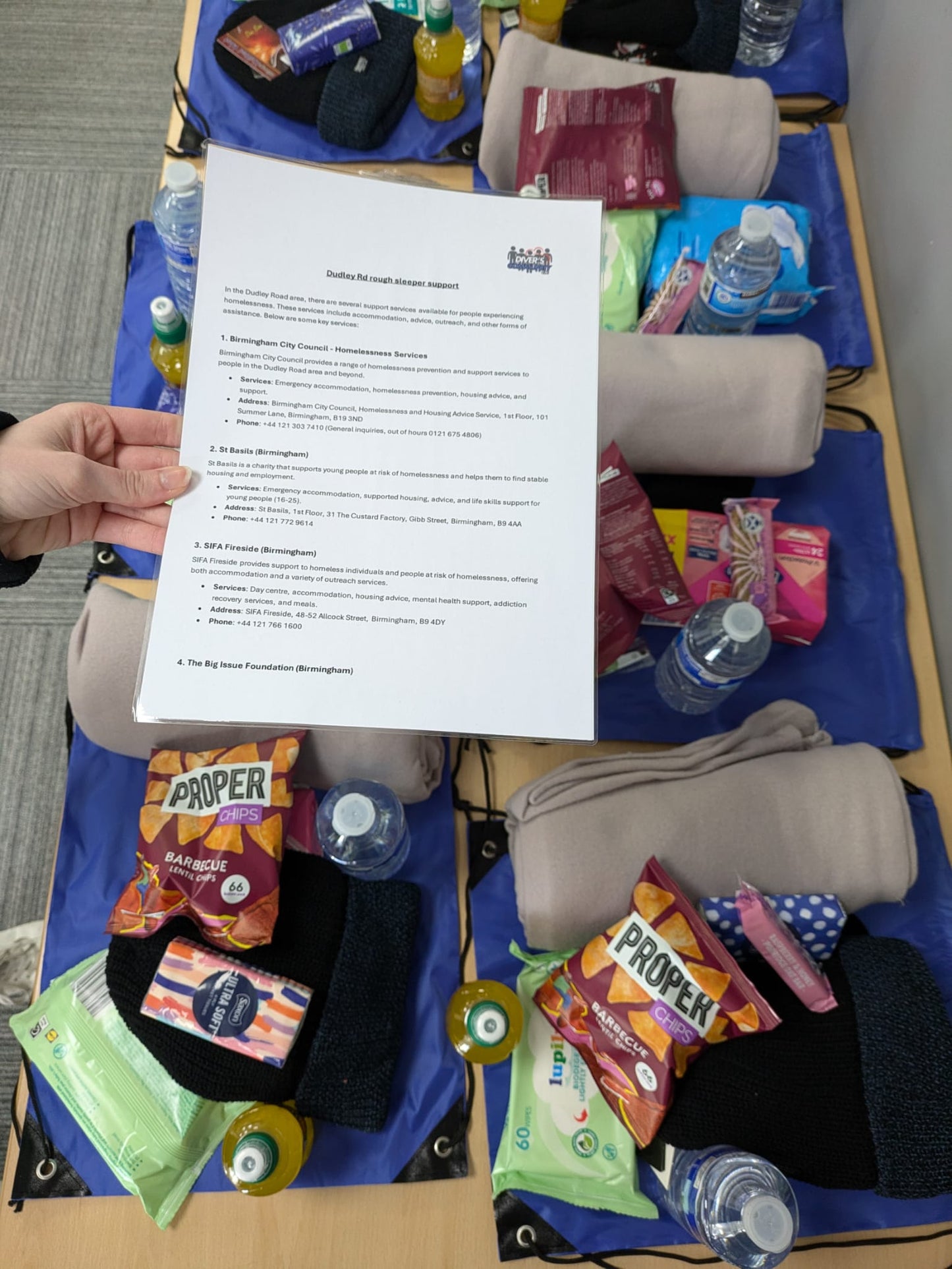 Birmingham Survival Kit for Rough Sleepers & Homeless Individuals
